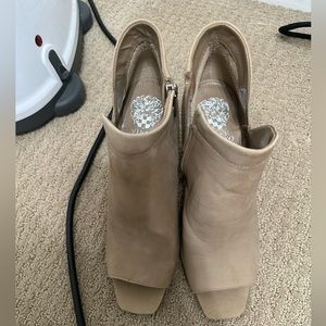 Vince Camuto peep toe beige boots